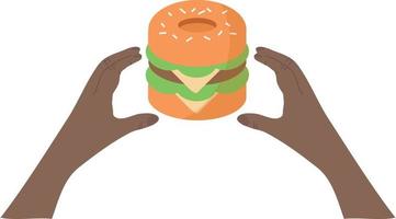 hamburgare , illustration i en tecknad serie stil. logotyp för kaféer, restauranger, kaffe butiker, catering. vektor