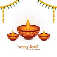Lycklig diwali indisk festival firande hälsning kort bakgrund vektor