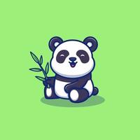 söt panda äta bambu tecknad serie vektor ikon illustration. djur- natur ikon begrepp isolerat premie vektor. platt tecknad serie stil