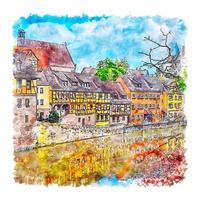 Nürnberg Tyskland vattenfärg skiss hand dragen illustration vektor