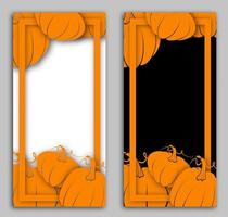 Rahmen aus Kürbissen für Halloween und Thanksgiving. postkarte, vorlage, layout für festliches design. Halloween-Kürbisse. leicht editierbare Farbe. Vektor