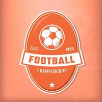 fotboll sporter logotyp bricka med orange Färg vektor