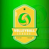 Heller Hintergrund Volleyball-Sport-Emblem-Abzeichen-Vorlage vektor