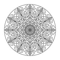 svart och vit runda vektor abstrakt mandala färg bok för vuxna, spets mönster måla skjorta, och bricka klistermärke design