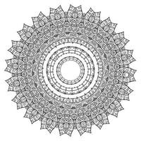 Schwarz-Weiß-Rundvektor-abstraktes Mandala-Malbuch für Erwachsene, Spitzenmuster-Farbhemd und Fliesenaufkleber-Design vektor