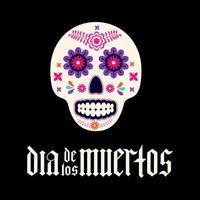 dia de los muertos fraktur font gotik text med socker skalle. mexikansk Semester dag av de död- typografi affisch. vektor mall för baner, affisch, hälsning kort, inbjudan, etc