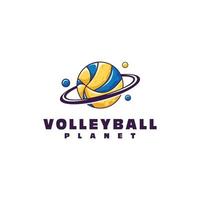 Volleyball-Logo mit Planetenillustration vektor