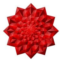 rote 3d-geometrische Blumen Mandala Origami-Stil vektor