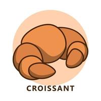 croissant frühstücks- und dessertmenüillustrationskarikatur. Essen und Trinken-Logo. Symbol für Bäckerei und Gebäck vektor