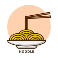 Nudelillustrationskarikatur. Logo für Essen und Trinken. Spaghetti Pasta Symbol Symbol vektor