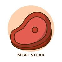 fleischsteak-illustrationskarikatur. Logo für Essen und Trinken. Symbol für gegrilltes Rindfleisch vektor