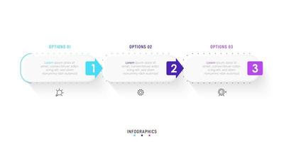 vektor infographic etikett designmall med ikoner och 3 alternativ eller steg. kan användas för processdiagram, presentationer, arbetsflödeslayout, banner, flödesschema, infograf.