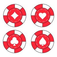 kasino pommes frites för poker eller roulett. element till design logotyp, hemsida eller bakgrund. vektor illustration.