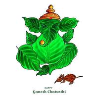 Lord Ganesha und Mausblatt Bild für Ganesh Chaturthi Kartenhintergrund vektor