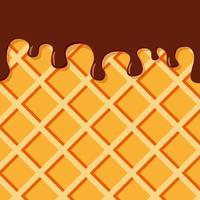 Waffel und tropfende Schokolade. Waffelhintergrund für Standorte von Konditoreien, Bäckereien. Flache Illustration des Vektors. Gestaltungselement für Websites. vektor