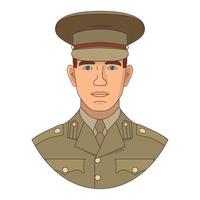 Armee Mann Soldat Zeichentrickfigur .Militärleute, ein Offizier in Uniform und eine Mütze.Vektor flach.isoliert auf weißem Hintergrund. vektor