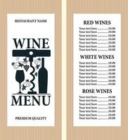 retro vin meny med en pris lista av annorlunda viner vektor