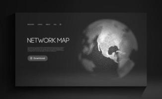 Netzwerkkarte Weltkugel Vektor. Hintergrund der digitalen Erdtechnologie. globales soziales Netzwerk. abstrakter Vektorhintergrund. Web-Design. vektor