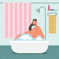 Schwangerschaftsfrau in der Badewanne vektor
