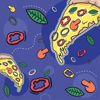pizza och grönsaker plåster vektor