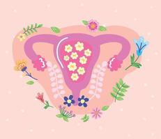 kvinna livmoder och blommor vektor
