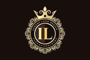 il anfangsbuchstabe gold kalligraphisch feminin floral handgezeichnet heraldisches monogramm antik vintage stil luxus logo design premium vektor