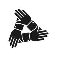 Drei-Hand-Vektorsymbol, Teamwork-Symbol. einfaches, flaches Design für Web oder mobile App vektor