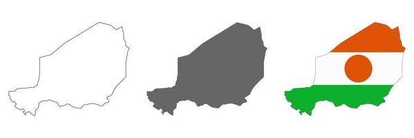 Sehr detaillierte Niger-Karte mit auf Hintergrund isolierten Grenzen isolated vektor