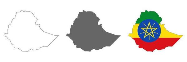 hochdetailliertes Äthiopien mit auf dem Hintergrund isolierten Grenzen vektor
