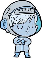 tecknad serie astronaut kvinna vektor
