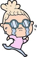 Cartoon weinende Frau mit Brille vektor
