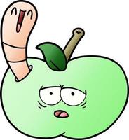 Cartoon-Wurm im Apfel vektor