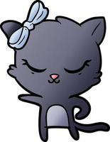 süße Cartoon-Katze mit Schleife vektor