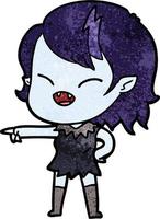 Cartoon-Vampir-Mädchen zeigt und lacht vektor