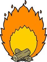 tecknad serie flammande läger brand vektor