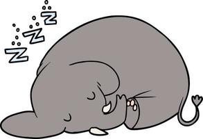 tecknad serie sovande elefant vektor