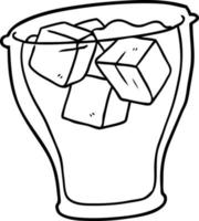 Strichzeichnung eines Glases Cola mit Eis vektor