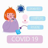 Coronavirus erklärende Infografik der Symptome und Prävention vektor