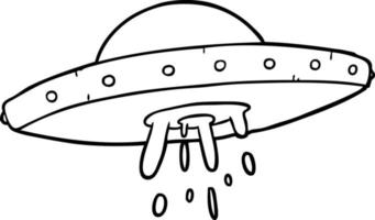 Strichzeichnung eines fliegenden Ufos vektor