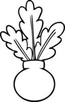 Strichzeichnung einer Zimmerpflanze in Vase vektor
