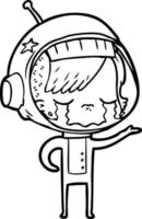 Cartoon weinendes Astronautenmädchen vektor