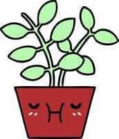 tecknad serie av en fredlig hus växt bara växande där ger du den där super friska rena syre vektor