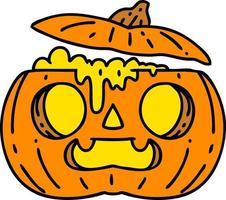 tecknad serie av en läskigt halloween pumpa vektor