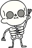 Karikatur eines freundlichen Skeletts, das winkt vektor