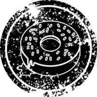 illustration av en gott iced munk cirkulär bedrövad symbol vektor