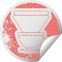 Distressed Sticker Icon Illustration einer Filterkaffeetasse vektor