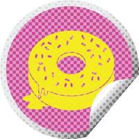 Illustration eines leckeren gefrorenen Donut-Kreisschälaufklebers vektor