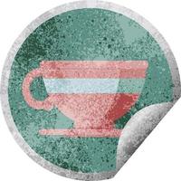 Runder Aufkleber der grafischen Vektorillustration der Kaffeetasse vektor