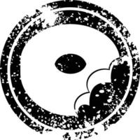 Bitten munk grafisk vektor cirkulär bedrövad symbol