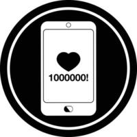 mobil telefon som visar 1000000 gillar cirkulär symbol vektor